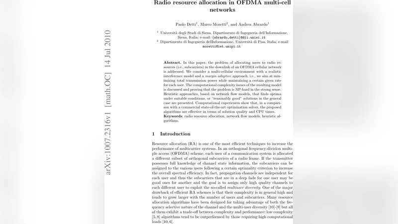 Radio resource allocation in OFDMA multi-cell networks