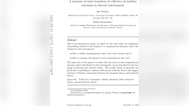 A measure of state transition of collective of stateless automata in   discrete environment