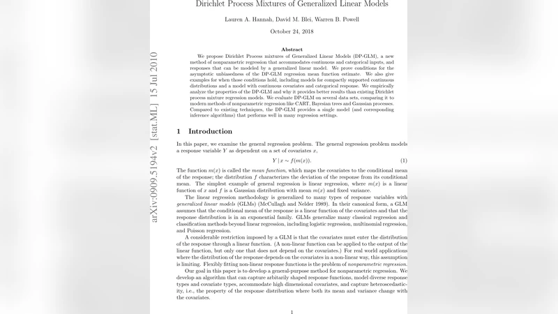 Dirichlet Process Mixtures of Generalized Linear Models