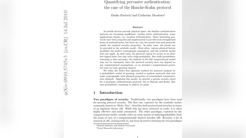 Quantifying pervasive authentication: the case of the Hancke-Kuhn   protocol