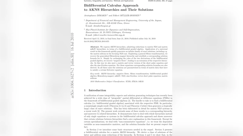 Bidifferential Calculus Approach to AKNS Hierarchies and Their Solutions