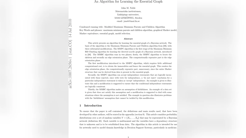 An Algorithm for Learning the Essential Graph