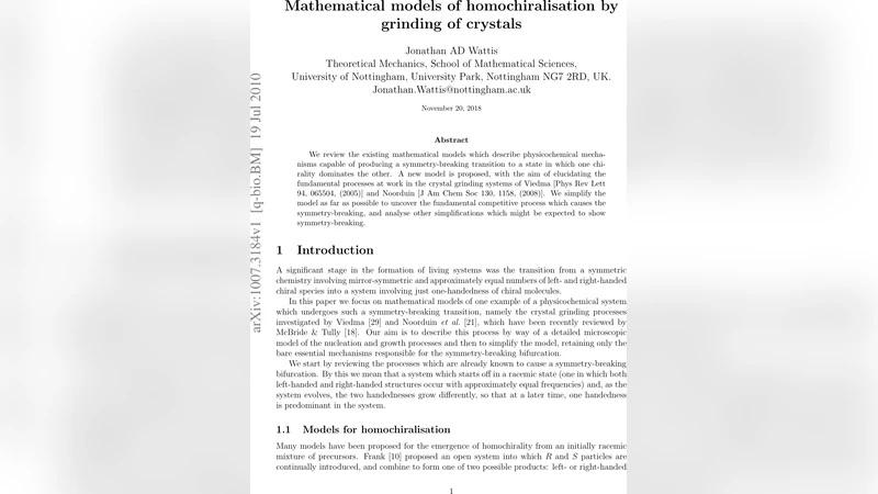 Mathematical models of homochiralisation by grinding of crystals