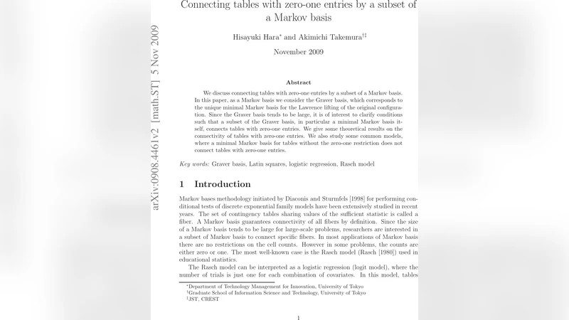 Connecting tables with zero-one entries by a subset of a Markov basis