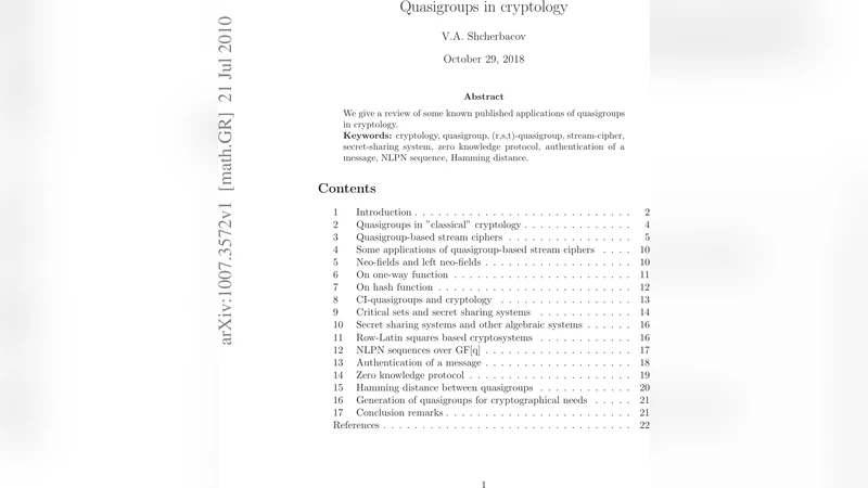 Quasigroups in cryptology