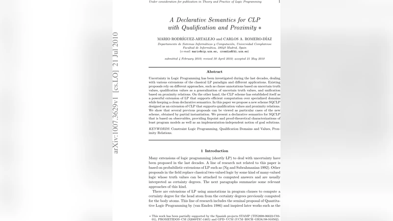 A Declarative Semantics for CLP with Qualification and Proximity