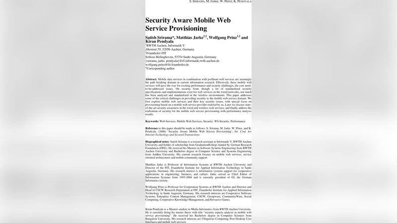Security Aware Mobile Web Service Provisioning