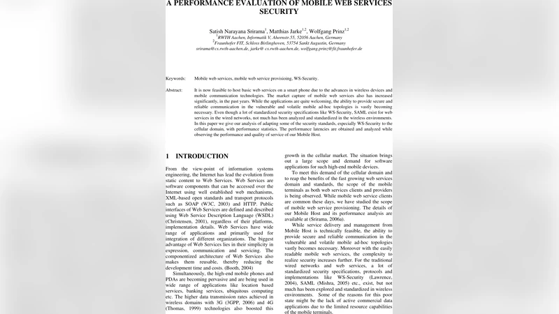 A Performance Evaluation of Mobile Web Services Security