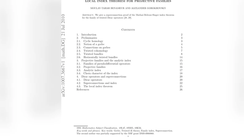 Local index theorem for projective families