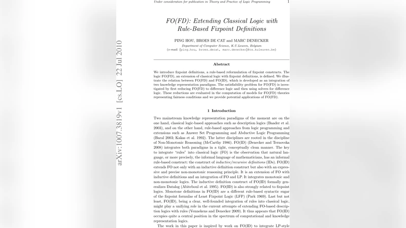 FO(FD): Extending classical logic with rule-based fixpoint definitions