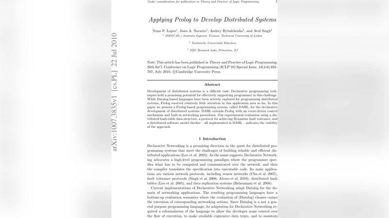 Applying Prolog to Develop Distributed Systems