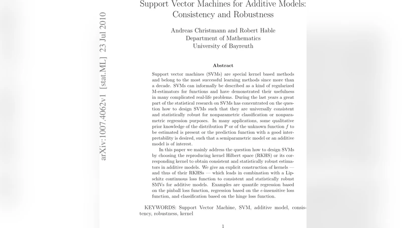 Support Vector Machines for Additive Models: Consistency and Robustness