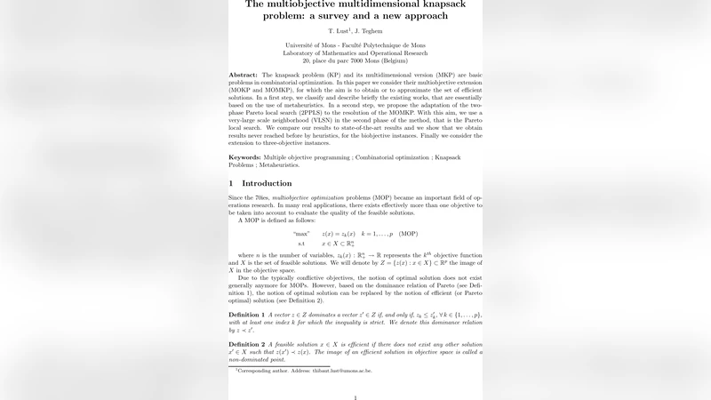 The multiobjective multidimensional knapsack problem: a survey and a new   approach