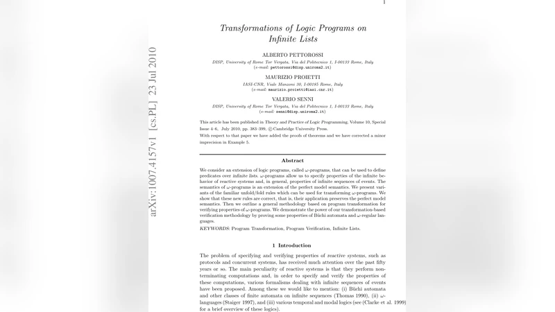 Transformations of Logic Programs on Infinite Lists