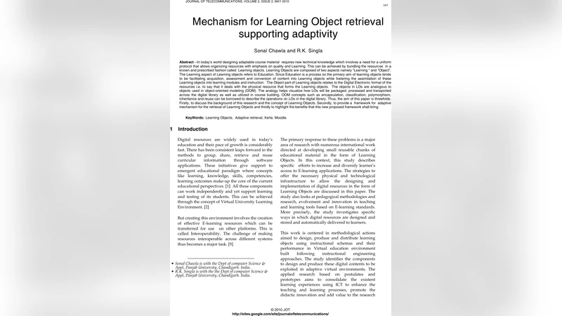 Mechanism for Learning Object retrieval supporting adaptivity