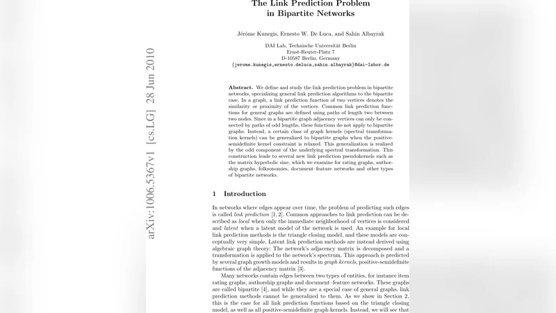 The Link Prediction Problem in Bipartite Networks