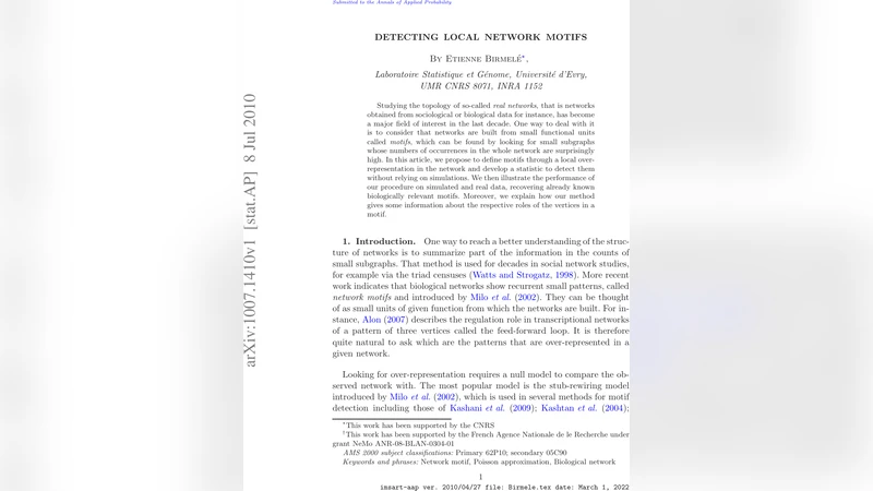 Detecting local network motifs