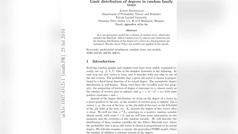 Limit distribution of degrees in random family trees