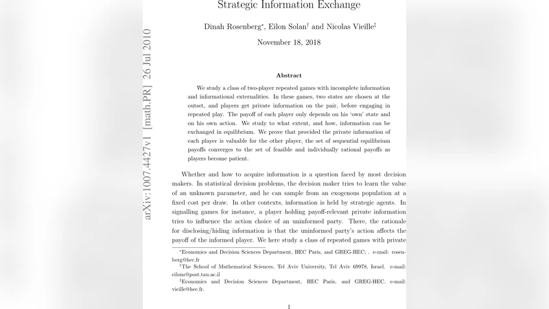 Strategic Information Exchange