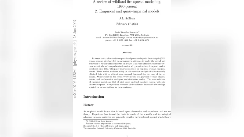 A review of wildland fire spread modelling, 1990-present 2: Empirical   and quasi-empirical models
