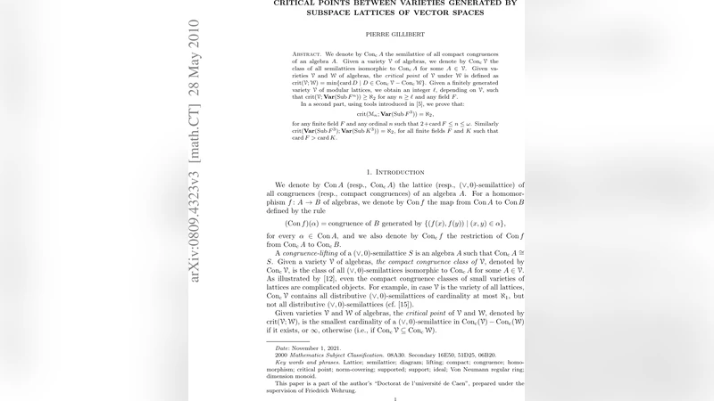 Critical points between varieties generated by subspace lattices of   vector spaces