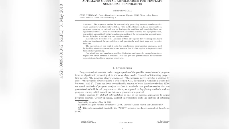 Automatic modular abstractions for template numerical constraints