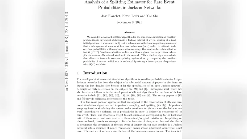 Analysis of a Splitting Estimator for Rare Event Probabilities in   Jackson Networks