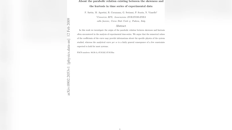 About the parabolic relation existing between the skewness and the   kurtosis in time series of experimental data