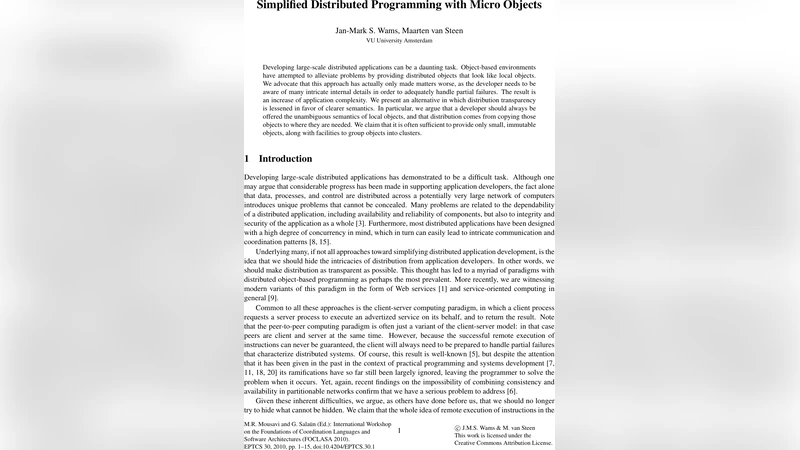 Simplified Distributed Programming with Micro Objects
