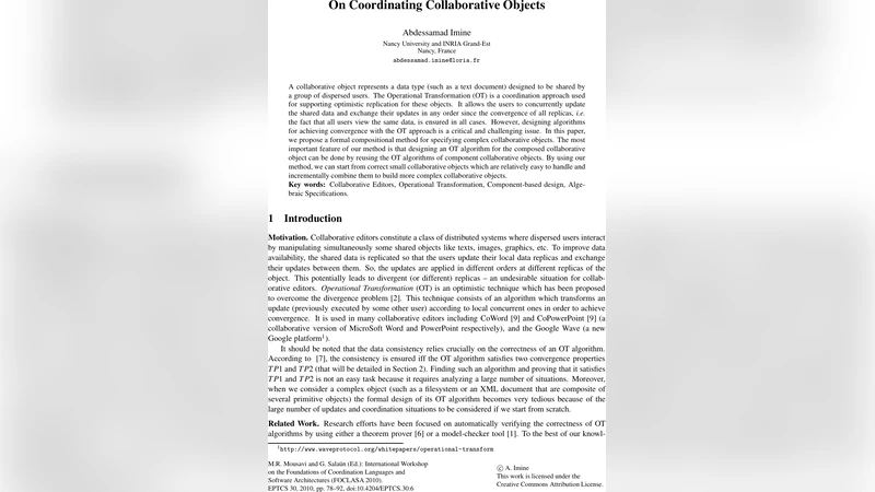 On Coordinating Collaborative Objects