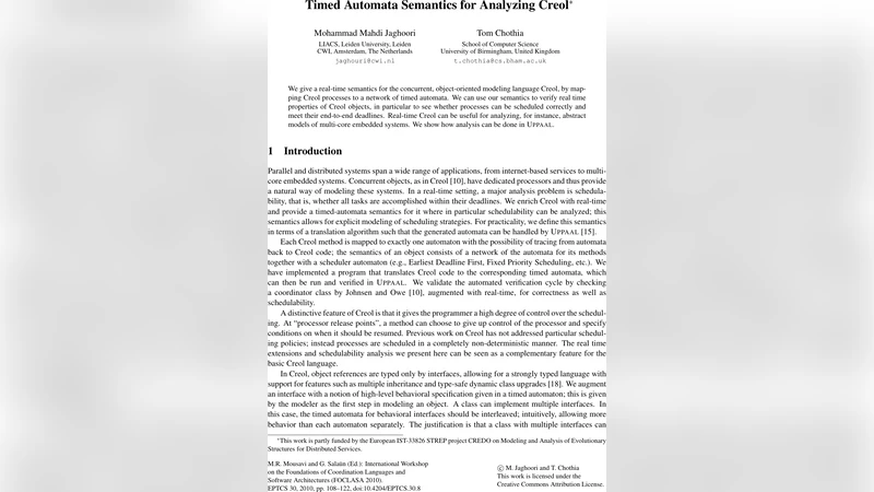 Timed Automata Semantics for Analyzing Creol