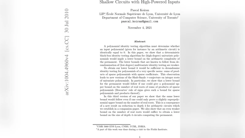 Shallow Circuits with High-Powered Inputs