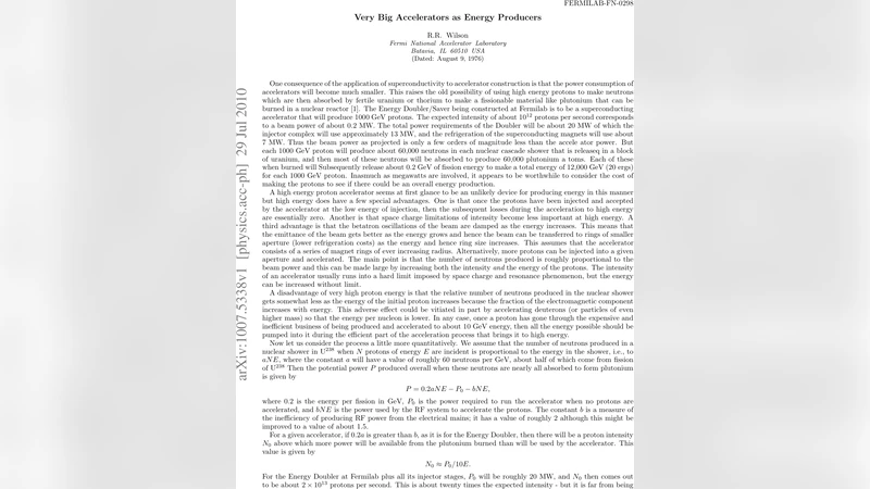 Very Big Accelerators as Energy Producers