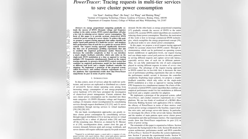 PowerTracer: Tracing requests in multi-tier services to save cluster   power consumption