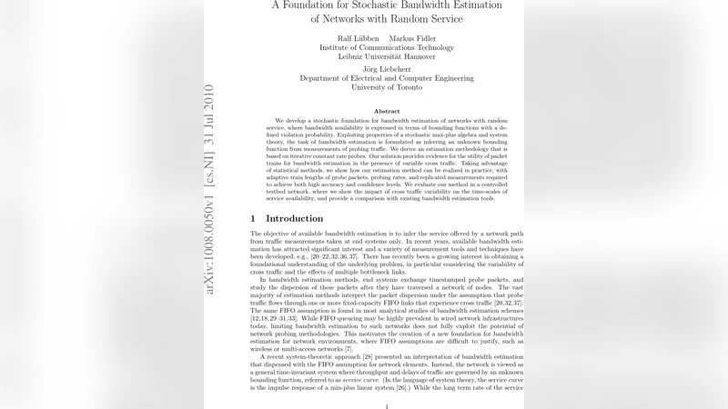 A Foundation for Stochastic Bandwidth Estimation of Networks with Random   Service