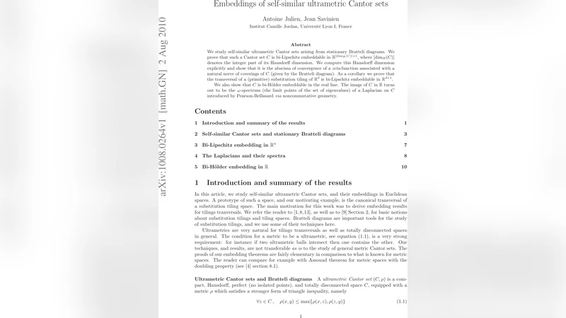 Embedding of self-similar ultrametric Cantor sets