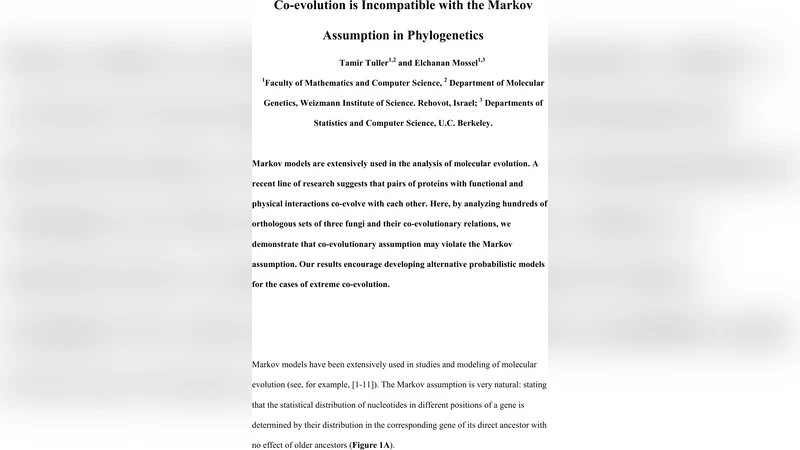 Co-evolution is Incompatible with the Markov Assumption in Phylogenetics