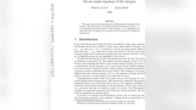 On an exotic topology of the integers