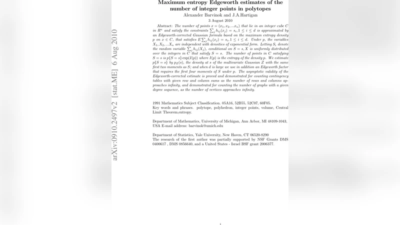 Maximum entropy Edgeworth estimates of the number of integer points in   polytopes