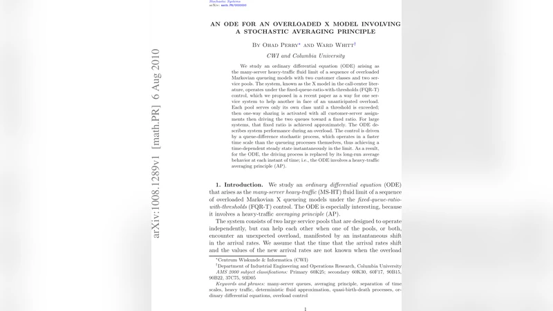 An ODE for an Overloaded X Model Involving a Stochastic Averaging   Principle