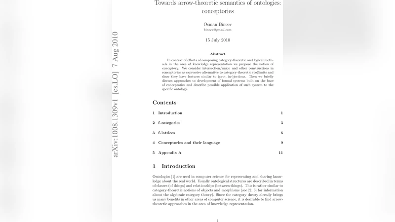 Towards arrow-theoretic semantics of ontologies: conceptories