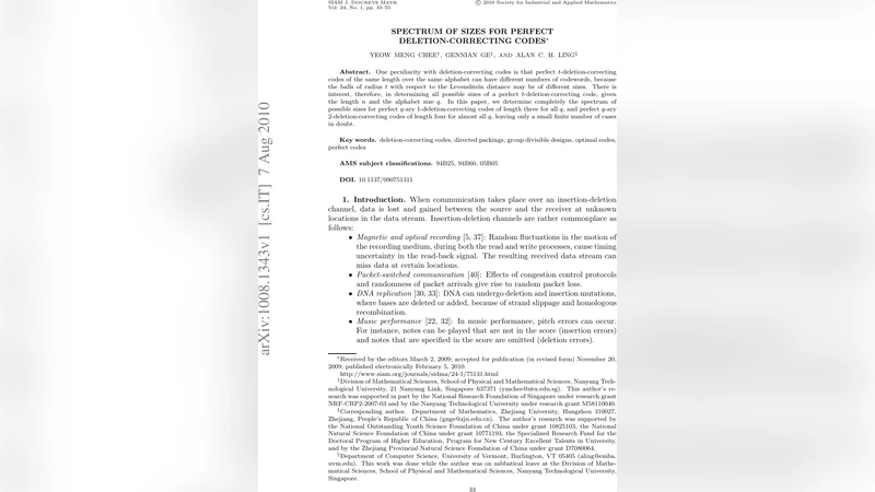 Spectrum of Sizes for Perfect Deletion-Correcting Codes