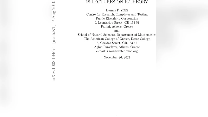 18 Lectures on K-Theory