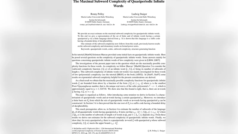The Maximal Subword Complexity of Quasiperiodic Infinite Words