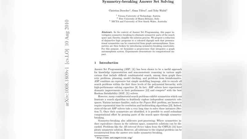 Symmetry-breaking Answer Set Solving