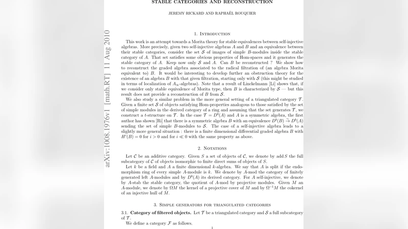 Stable categories and reconstruction