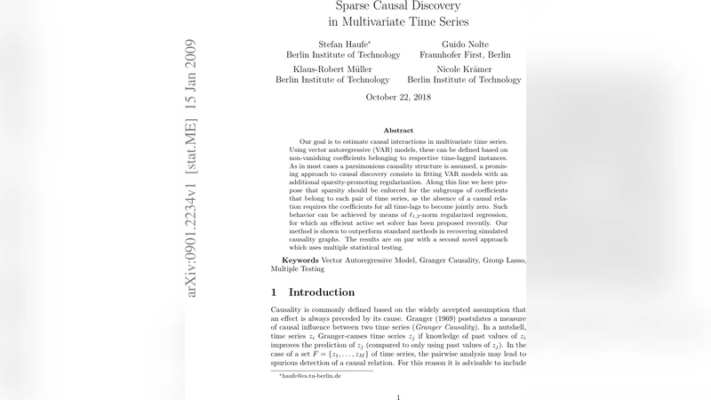 Sparse Causal Discovery in Multivariate Time Series