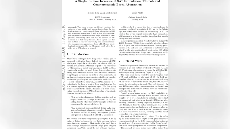 A Single-Instance Incremental SAT Formulation of Proof- and   Counterexample-Based Abstraction