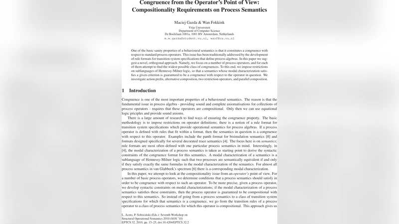 Congruence from the Operators Point of View: Compositionality   Requirements on Process Semantics
