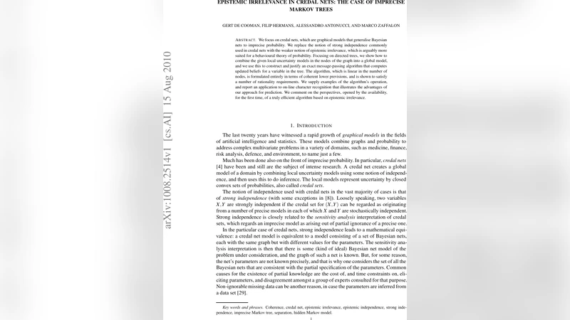 Epistemic irrelevance in credal nets: the case of imprecise Markov trees